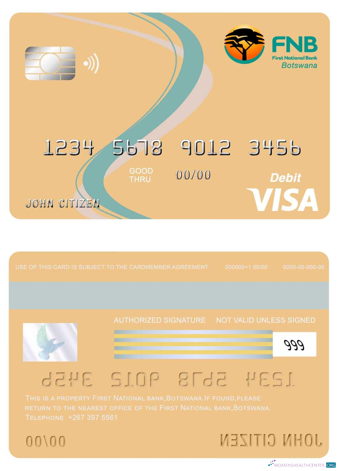 Download Botswana First National bank visa card Photoshop template